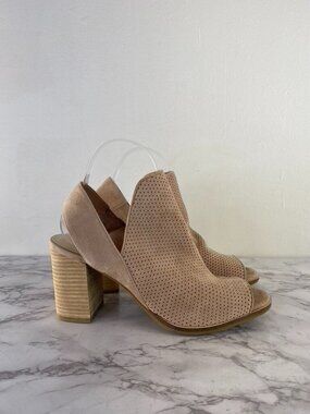 COLE HAAN WOMEN'S Stone Suede Perforated Callista OT Sling SZ 9 B